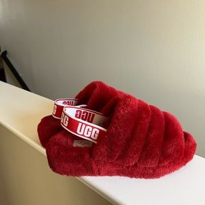 Fluff yeah RED UGG SLIPPERS BARELY WORN